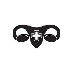 Gynecology icon logo in linear, outline, isolated style.