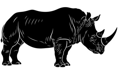 Black rhinoceros silhouette illustration isolated on a white background © anta