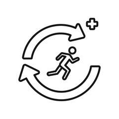 Handicap accessible running athlete icon in circular motion symbol for inclusion and fitness