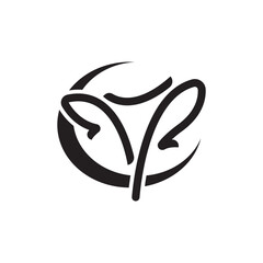 Gynecology icon logo in linear, outline, isolated style.