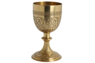 Gold goblet with engraved luxury metallic isolated on a transparent background