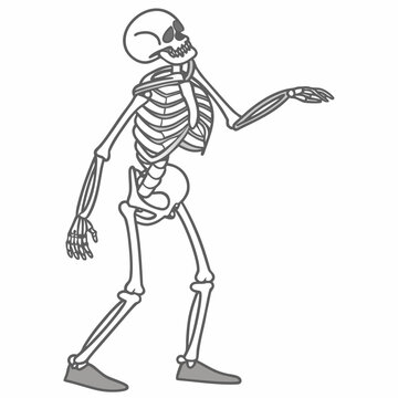 A skeleton pointing to the right with a smiling face Vector