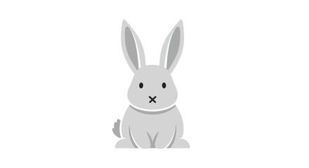 Fototapeta premium Simple grayscale illustration of a cartoon rabbit with a cute expression.