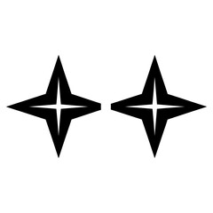 Obraz premium Two black four-pointed star icons representing sparkles or twinkles in a minimalist flat vector style