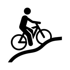 Person riding a bicycle up a steep hill with determination Vector