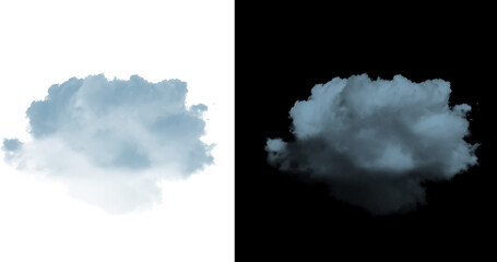 Fototapeta premium Fluffy white cloud on a transparent background with a black version