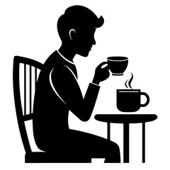 A person enjoying a quiet moment with a cup of coffee Vector