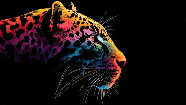 leopard on black background