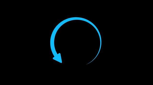 Circle arrow refresh and reload icon animation with loading progress. black background loading bar 4k video digital creative loading bar abstract load