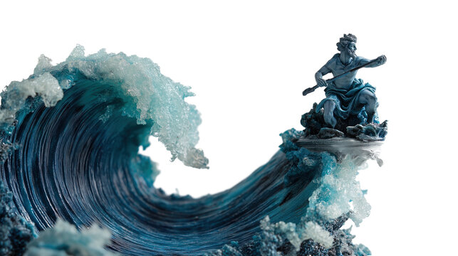 Dynamic Wave Sculpture with Figure of Neptune