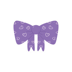 Purple Bow with Heart Patterns Illustration