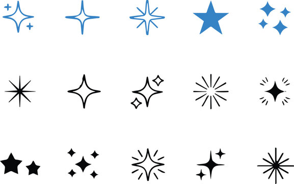 sparkle icon set black star and sparkle vector symbols grid designs