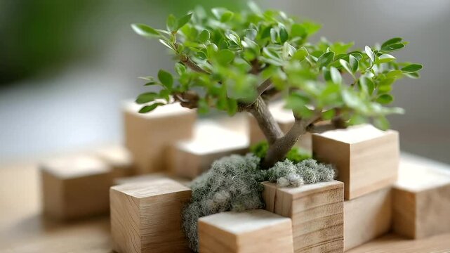 Innovative tree structure representing sustainable business strategy map for environmentally conscious enterprises, organic growth planning, with copy space