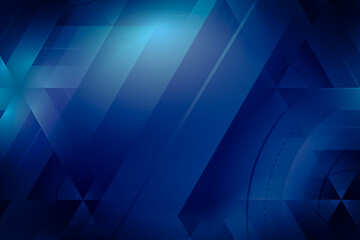 Geometric dark blue background with glowing light effects and transparent diagonal layers