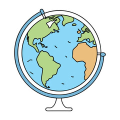 Simple outline world globe illustration showing continents and oceans in clean lines. Minimalist design ideal for education, travel themes, geography projects, or coloring pages.  © Ripa Roy