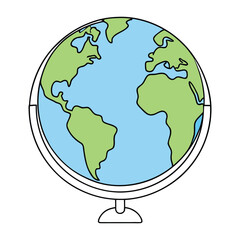 Simple outline world globe illustration showing continents and oceans in clean lines. Minimalist design ideal for education, travel themes, geography projects, or coloring pages.  © Ripa Roy