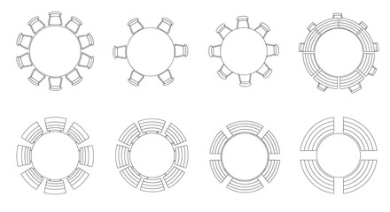 Top view of a technical CAD drawing for a modular outdoor chair
