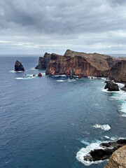 Cliffs and coastal landscape of Madeira in autumn