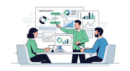 Business Meeting Presentation with Charts and Graphs.