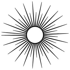 Sunburst vector radial rays with circle isolated flat black design