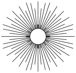 Sunburst vector radial line rays circle isolated vintage emblem