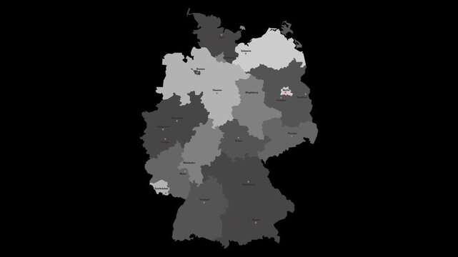 Vector map of Germany with names of cities and with borders city