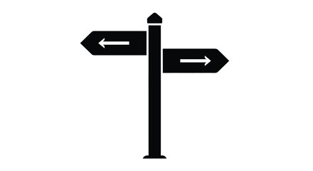 Black signpost with directional arrows a minimalist silhouette © Rabbi