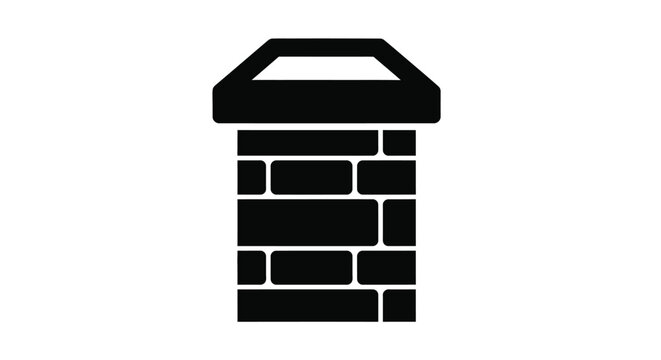 Simple black silhouette of a brick column with a flat top