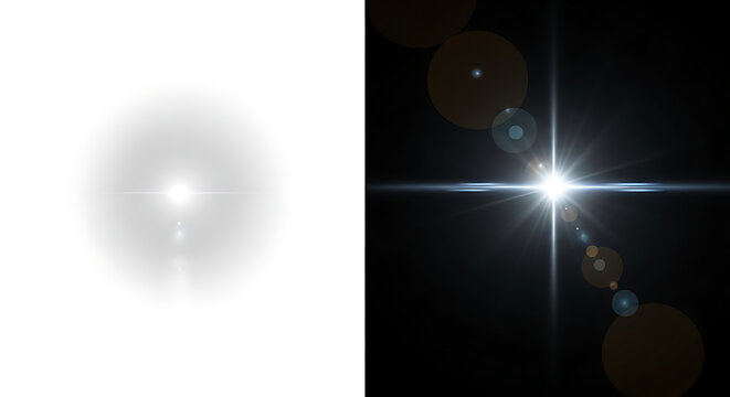Diffraction pattern of a point light source against a dark background