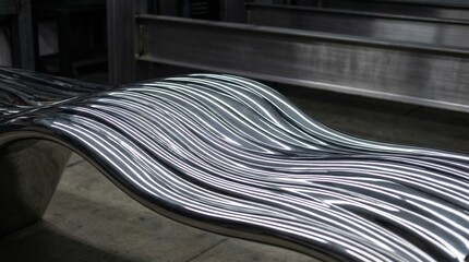 Industrial metal cables in a factory setting.