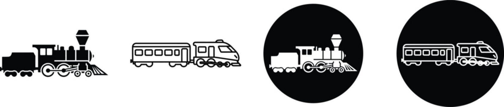 Vintage locomotive train silhouette graphics