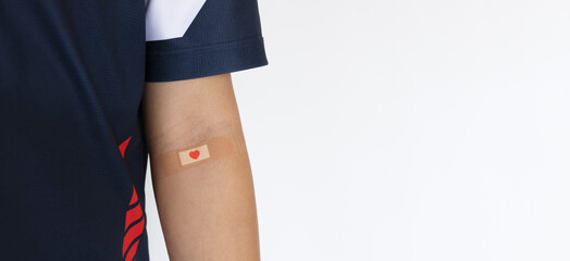 Blood Donation Bandage on Donor Arm After Voluntary Blood Transfusion Procedure