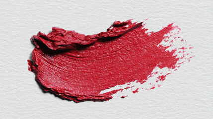 Smeared lipstick texture red cosmetic makeup cream lipstick texture red cosmetic makeup smear white paper background, bold beauty product smear