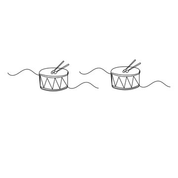 Traditional Bengali dhak drum minimalist one-line vector
