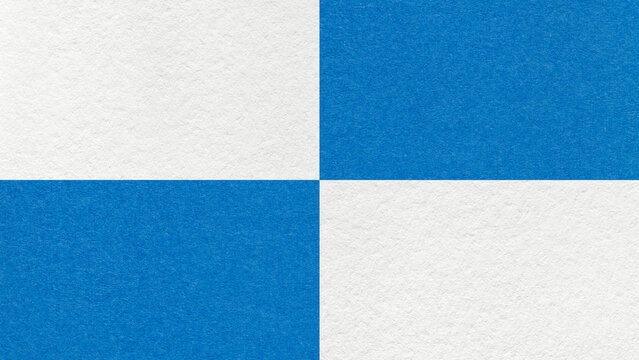 White and blue checkered paper texture background with four sections and copy space. Geometric template with blocks