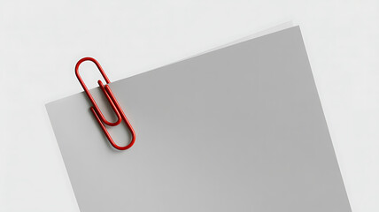 Red paperclip on blank notepad vector illustration flat design minimalist office concept