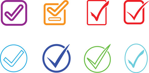 right mark icon set vector, on white background editable, checkmark vector illustration set tik mark