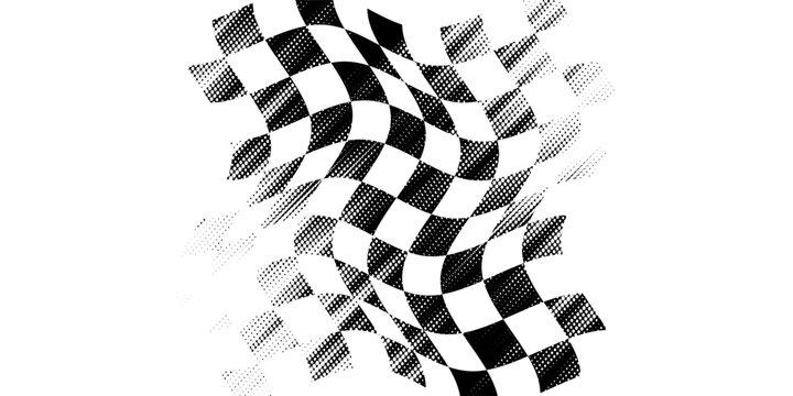 Racing flag grunge design of vector car race sport, auto rally and motocross.