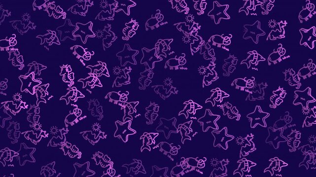 Doodle animal seamless pattern sea creatures ocean life marine background playful suitable for children's designs, fabric prints, wallpaper, and digital art projects.