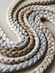 Braided circular mat with soft neutral hues evoking artisanal textures