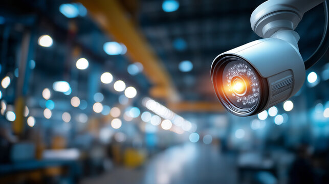 Robotic vision sensor camera system in intelligent manufacturing facility automated quality control industrial inspection technology smart factory equipment precision