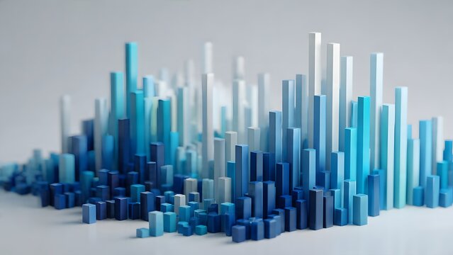 Abstract 3D Cityscape in Shades of Blue