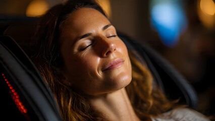Obraz premium Relaxed woman in massage chair