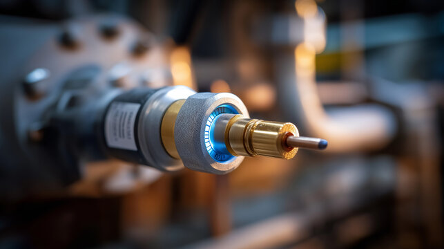 Thermocouple temperature sensor inserted in industrial heater heat measurement equipment thermal monitoring device temperature control apparatus industrial process monitoring