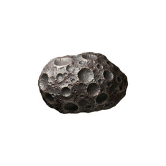 Cratered Asteroid Rock with Dark Pitted Surface