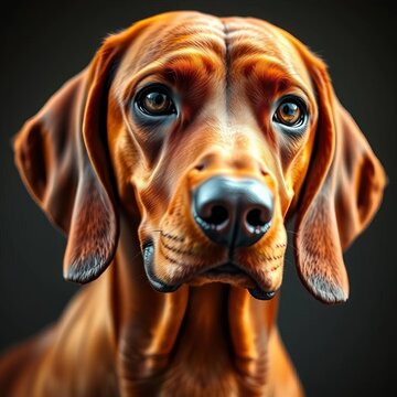 Close-up of a Redbone Coonhound's distinctive mahogany coat, highlighting the rich color and texture,  fur,  detail
