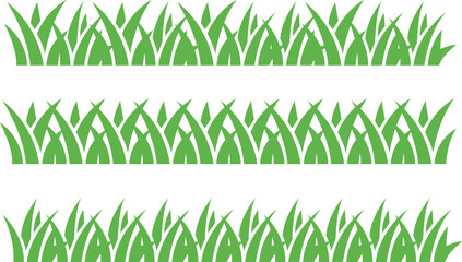 Three rows of stylized green grass on a white background © Juyel