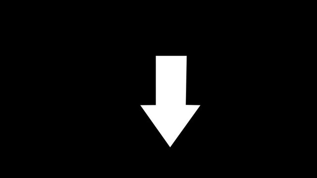 White simple straight animated arrow pointing to the right on black background or transparent background. Right-Pointing Arrow Animation