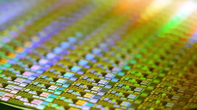 Close-up of light refraction through textured glass creating rainbow patterns in motion
