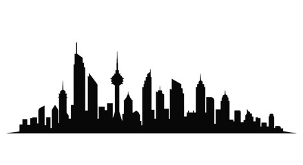 Fototapeta premium Dramatic cityscape outline against a white background a striking silhouette